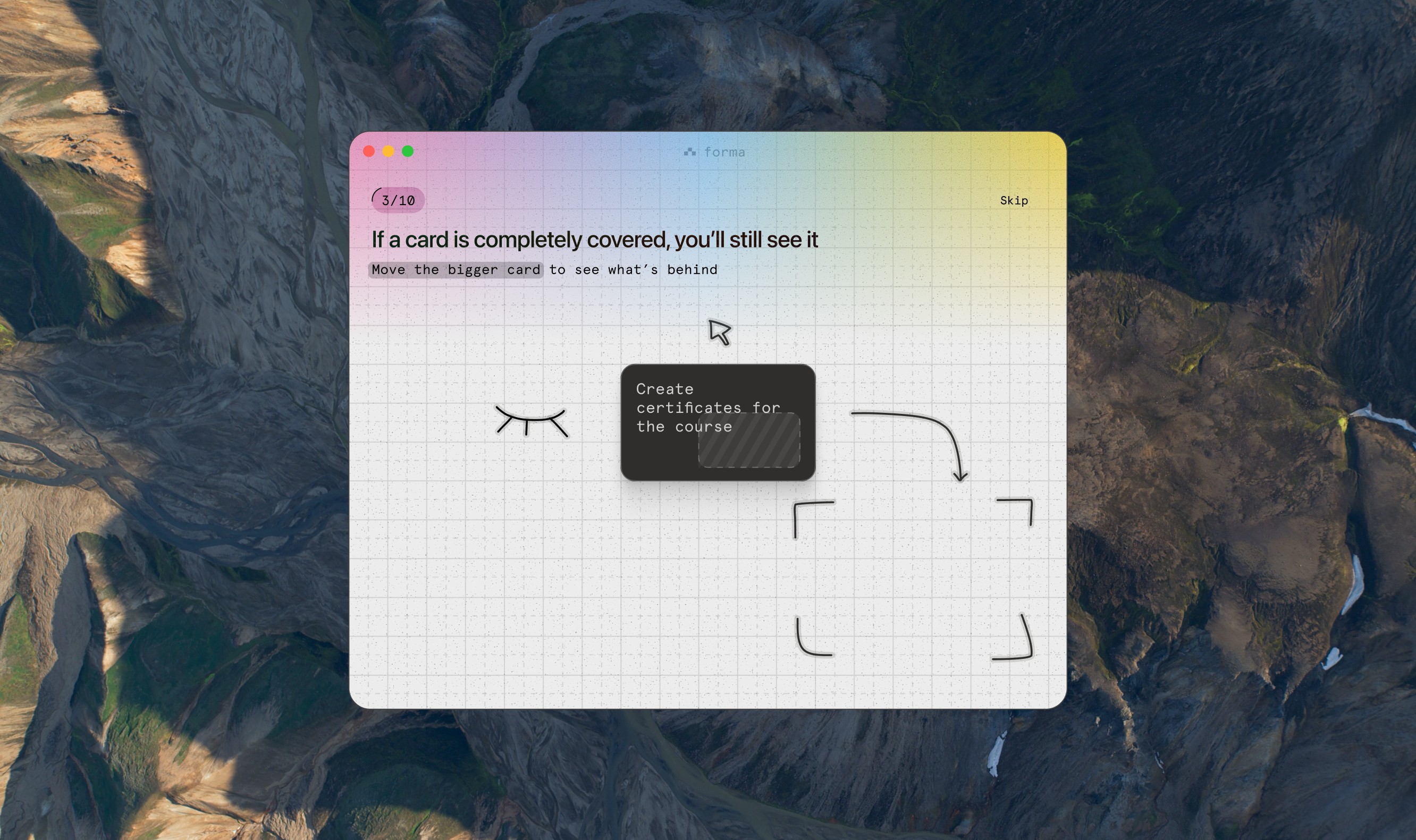 One of the onboarding steps in the app
